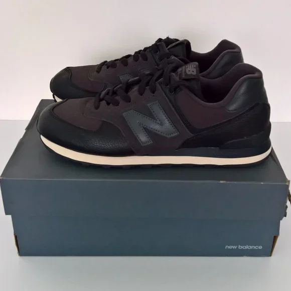 New Balance 574 Black Sneakers Shoes - Picture 1 of 3